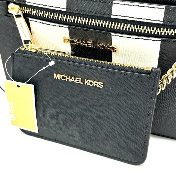 Michael Kors Large EW Zip Chain Xbody Crossbody Bag & TZ Coinpouch w/ID Black - Picture 13 of 15